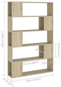 ΒΙΒΛΙΟΘΗΚΗ/ΔΙΑΧΩΡ. ΧΩΡΟΥ SONOMA ΔΡΥΣ 100X24X155 ΕΚ. ΜΟΡΙΟΣΑΝΙΔΑ 809200