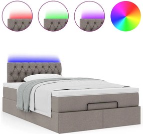 vidaXL Οθωμανικό κρεβάτι με στρώμα &amp; LEDs Taupe 120x190cm ύφασμα