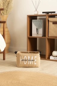 Καλάθι από γιούτα με κείμενο Home Καφέ 30x22x18 cm