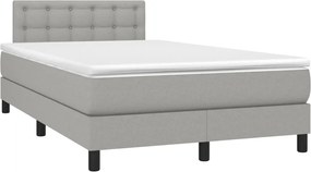 vidaXL Κρεβάτι Boxspring με Στρώμα &amp; LED Αν.Γκρι 120x190εκ. Υφασμάτινο