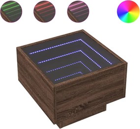 vidaXL Κομοδίνο Άπειρο Φως LED Καφέ Δρυς 40x40x30 εκ.