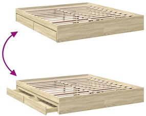 vidaXL Πλαίσιο Κρεβατιού με συρτάρια Sonoma Δρυς 180x200εκ. Επεξ. Ξύλο