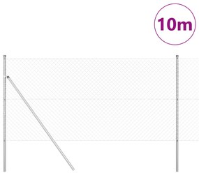 vidaXL Περίφραξη από Αλυσίδα με 7 Στήριγματα 1.2x10 μ Γαλβανισμένο Χάλυβα