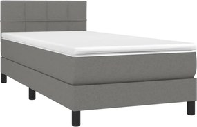 vidaXL Κρεβάτι Boxspring με Στρώμα &amp; LED Σκ.Γκρι 100x200 εκ Υφασμάτινο