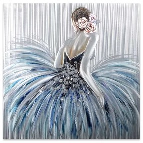Πίνακας σε καμβά "Girl In Pearl Dress"  ψηφιακής εκτύπωσης 90x90x3εκ. - 02060