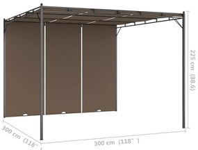 Κιόσκι Κήπου Taupe 3 x 3 x 2,25 μ. με Πλαϊνή Κουρτίνα - Μπεζ-Γκρι