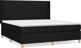 vidaXL Κρεβάτι Boxspring με Στρώμα Μαύρο 180x200 εκ. Υφασμάτινο