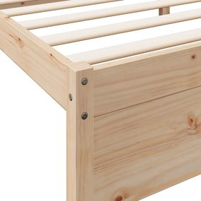 Κρεβάτι Βιβλιοθήκη Χωρίς Στρώμα 135x190 εκ Μασίφ Ξύλο Πεύκου - Καφέ