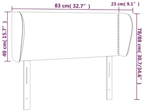 Κεφαλάρι με Πτερύγια Μαύρο 83 x 23 x 78/88 εκ. Βελούδινο 3117036