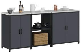 vidaXL Σετ Αποθήκευσης Κουζίνας με ράφι Άλλο 3 pcs Ανθρακί 210 x 50 x 92 εκ