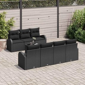 vidaXL Σετ Καναπέ Κήπου με μαξιλάρι 8 pcs Μαύρο 55 x 55 x 37 εκ