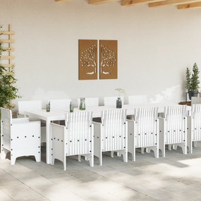 vidaXL Σετ Τραπεζαρίας Κήπου 13 Τεμαχίων με Μαξιλάρια Λευκό Συνθετικό Ρατάν