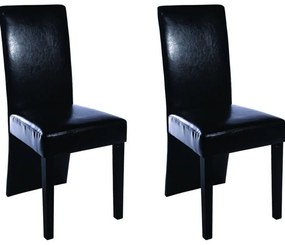 Καρέκλες Τραπεζαρίας 2 τεμ. Μαύρες από Συνθετικό Δέρμα - Μαύρο