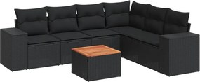 vidaXL Patio Sofa Set 7-θέσια Black