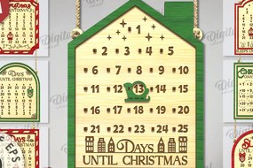 Σετ των 2 Intra απο ξύλο plywood 3mm-4mm πάχος αποκοπής λέιζερ αντίστροφης μέτρησης Χριστουγέννων Δίασταση 15x15 cm INTRAFABR-109485236