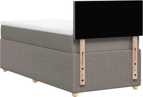 vidaXL Κρεβάτι Boxspring με Στρώμα Taupe 100 x 200 εκ. Υφασμάτινο