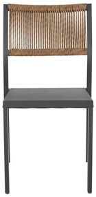 Καρέκλα Αλουμινίου Ανθρακί με Rattan και Textline 46x55,5x83 Υ Εκ.