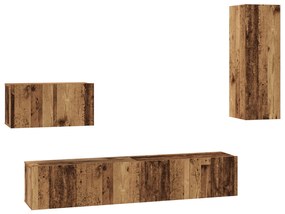 vidaXL Τηλεοπτική Κάβα Τοίχου με ράφι Άλλο 4 pcs Παλιό ξύλο Μέγεθος: Μεσαίο