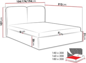 Επενδυμένο κρεβάτι Heaven-Leuko-180 x 200