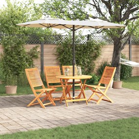 vidaXL Σετ Εξωτερικών Επίπλων 5 pcs Φυσικό ξύλο Ø 90x75 cm