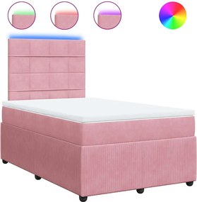 vidaXL Κρεβάτι Boxspring με Στρώμα Ροζ 120x190 εκ. Βελούδινο