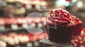 Σετ των 2 Intra Συλλεκτικό Ξύλινο Παζλ Plywood 4mm - Δύο κόκκινα cupcakes σε μια σχάρα σε ένα αρτοποιείο Σε Ξύλινο Κουτί - Διαστάσεις: 10x10 cm – 25 κομμάτια