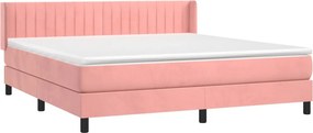 vidaXL Κρεβάτι Boxspring με Στρώμα Ροζ 180x200 εκ. Βελούδινο