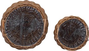 vidaXL Καλάθι Φυτών με αποθήκευση 2 pcs Καφέ Ράτταν Λατσάκ