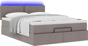 vidaXL Οθωμανικό κρεβάτι με στρώμα &amp; LEDs τεφρόχρουν χρώμα Ύφασμα