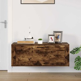 vidaXL Παπουτσοθήκη Επιτοίχια Καπνιστή Δρυς 100x35x38 εκ. Επεξ. Ξύλο