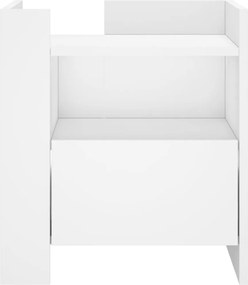 vidaXL Κομοδίνο Λευκό 45x50x50 εκ. από Επεξεργασμένο Ξύλο