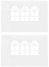 vidaXL Τοιχώματα Τέντας Εκδηλώσεων 2 τεμ. Λευκά από PE με Παράθυρο