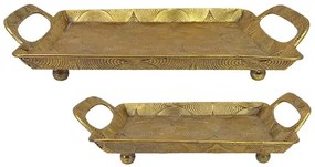 MarHome ΜΕΤΑΛΛΙΚΟΙ ΔΙΣΚΟΙ SET/2 ΧΡΥΣΟ ΟΡΘΟΓΩΝΙΟΙ L:45.5x36.5x7, S:36x28.5x7cm 6/ΚΙΒ 15-22407