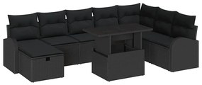 vidaXL Σετ Καναπέ Κήπου με μαξιλάρι 9 pcs Μαύρο Πολυ ράταν
