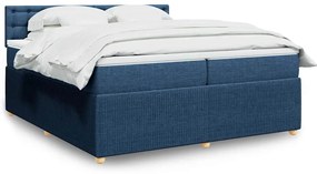 vidaXL Κρεβάτι Boxspring με Στρώμα Μπλε 200x200 εκ. Υφασμάτινο