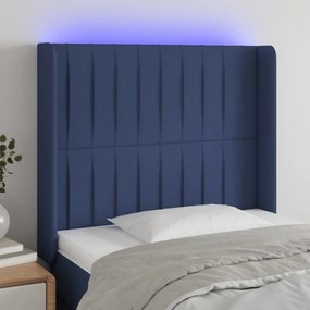 Κεφαλάρι Κρεβατιού LED Μπλε 93x16x118/128εκ. Υφασμάτινο 3124274