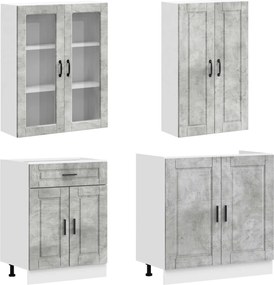 vidaXL Μονάδα κουζίνας PORTO 8 pcs Γκρι Σκυροδέματος
