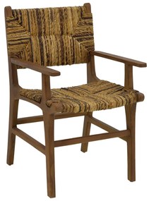Πολυθρόνα Refane φυσικό teak ξύλο-ψάθα 55x60x85εκ