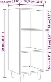 vidaXL Ντουλάπι Sonoma Δρυς 34,5x32,5x90 εκ. από Επεξεργασμένο Ξύλο
