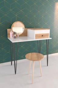 Stewehome Λευκό Τραπεζάκι Μακιγιάζ με Συρτάρια 80x50x71 cm