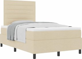 vidaXL Κρεβάτι με ελατήρια με στρώμα Κρεμ 120 x 190 cm ύφασμα