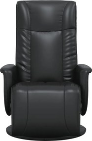 vidaXL Πολυθρόνα Ανακλινόμενη με Υποπόδιο Μαύρη από Συνθετικό Δέρμα