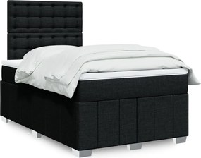 vidaXL Κρεβάτι Boxspring με Στρώμα Μαύρο 120x200 εκ. Υφασμάτινο