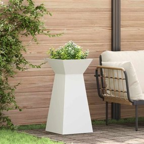 vidaXL Γλάστρες Κήπου 2 τεμ με Λεκάνη Λευκή 35x35x73 εκ από Χάλυβα.