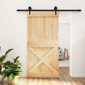 vidaXL Συρόμενη Πόρτα Φυσικό και Μαύρο 100 x 210 cm