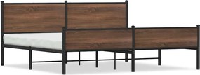 vidaXL Σκελετός Κρεβ. Χωρίς Στρώμα Καφέ Δρυς 193x203 εκ. Μεταλλικό