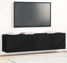 vidaXL Ντουλάπια Τηλεόρασης 2 τεμ. Μαύρο Δρυς 160x30x41 εκ. από Τεχνητό Ξύλο