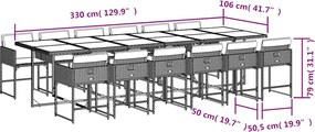 vidaXL Σετ Τραπεζαρίας Κήπου 13 τεμ. Καφέ από Συνθ. Ρατάν με Μαξιλάρια