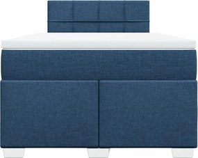 vidaXL Κρεβάτι Boxspring με Στρώμα Μπλε 120x200 εκ. Υφασμάτινο
