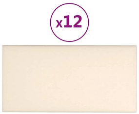 vidaXL Πάνελ Τοίχου 12 τεμ. Λευκό 30 x 15 εκ. 0,54 μ² Βελούδινα